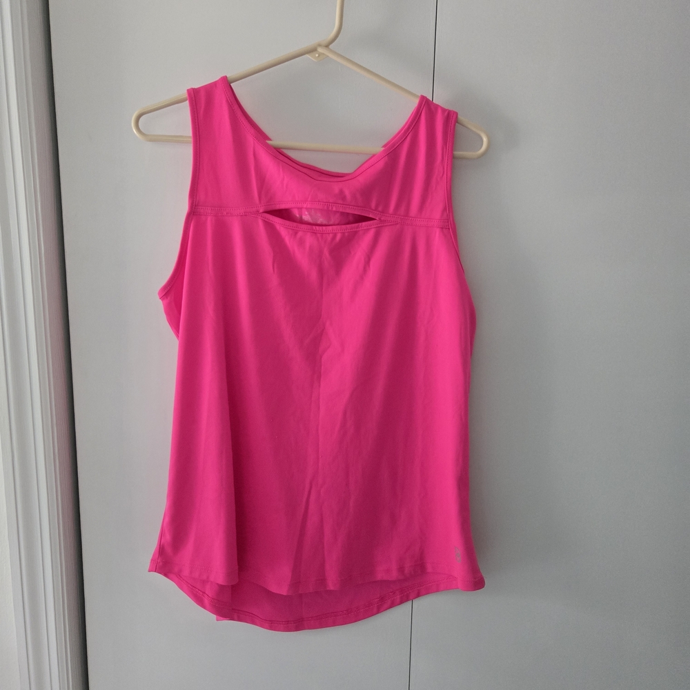 Daisy Fuentes Bright Pink Sleeveless Workout Tank with Back Keyhole